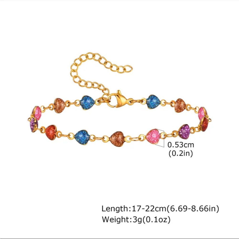Colorful Heart  Bracelet Stainless steel